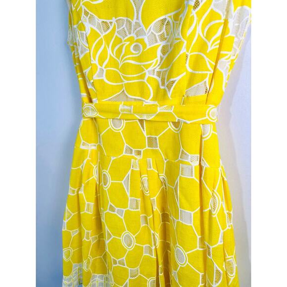 Robbie Bee Women's Size 12 Petite Lemon Yellow Dress Vintage Inspired Cottage - Picture 3 of 12